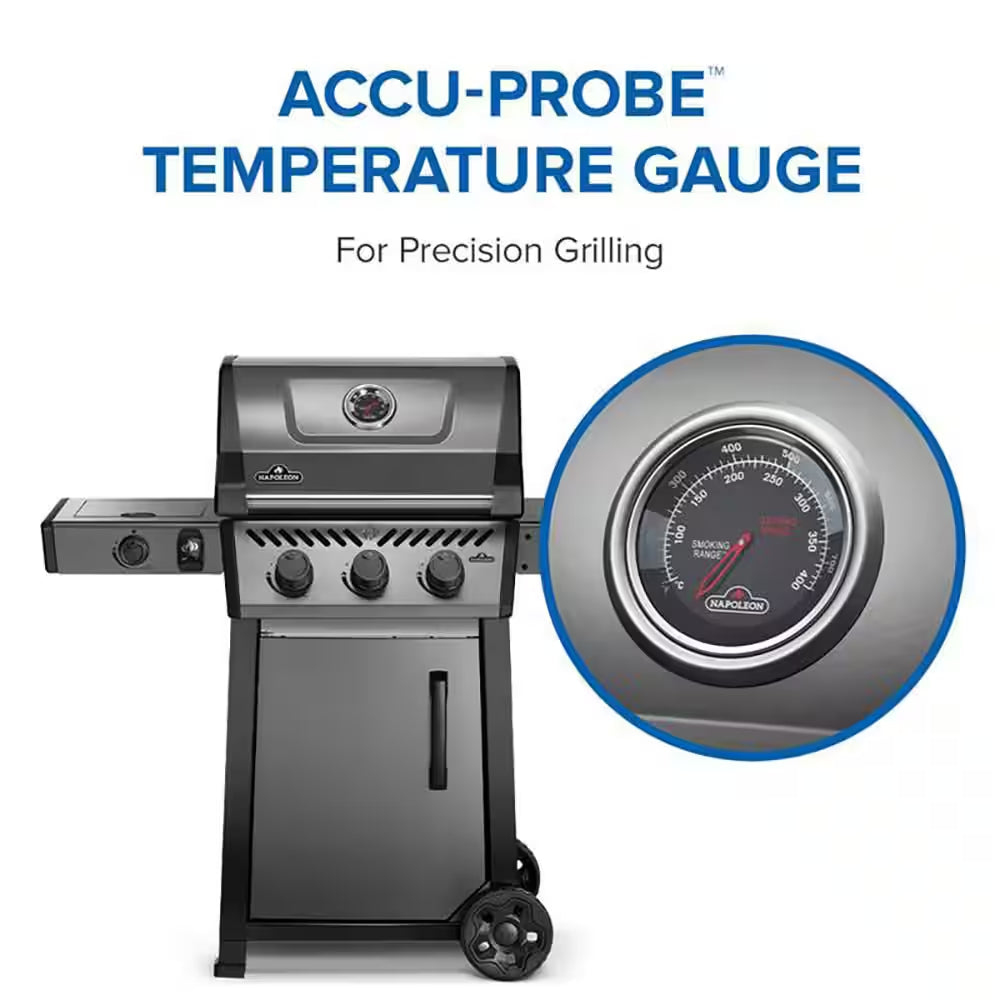 Freestyle 425 4-Burner Propane Gas Grill with Range Side Burner in Graphite Grey with Cast Iron Cooking Grids
