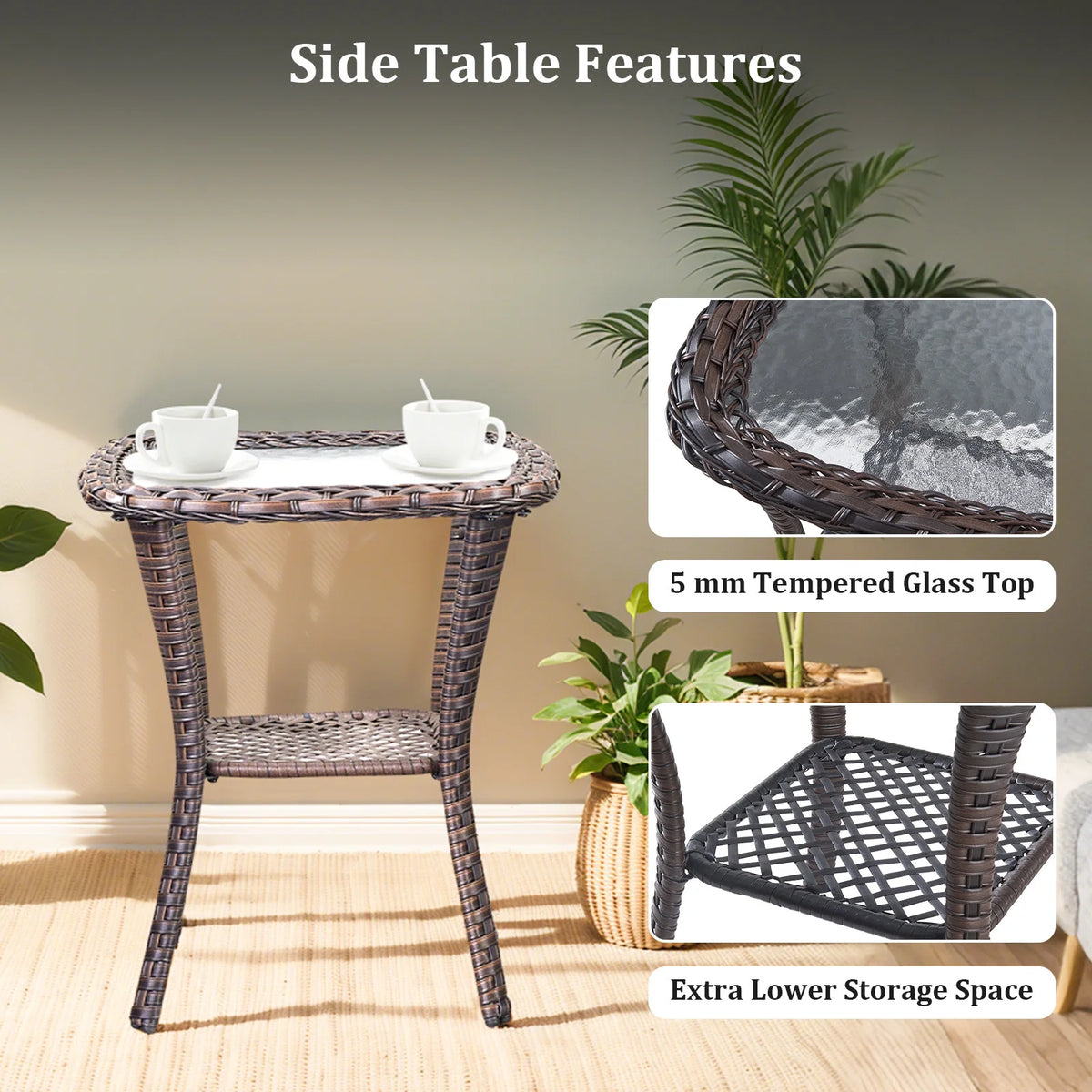Luxury 9-Piece Outdoor Patio Furniture Set with Fire Pit Table,Swivel Rocker Chairs and 6" Thick Cushions,Wicker Sofa and Ottomans,Patio Conversation Sets for Porch Deck Garden Backyard