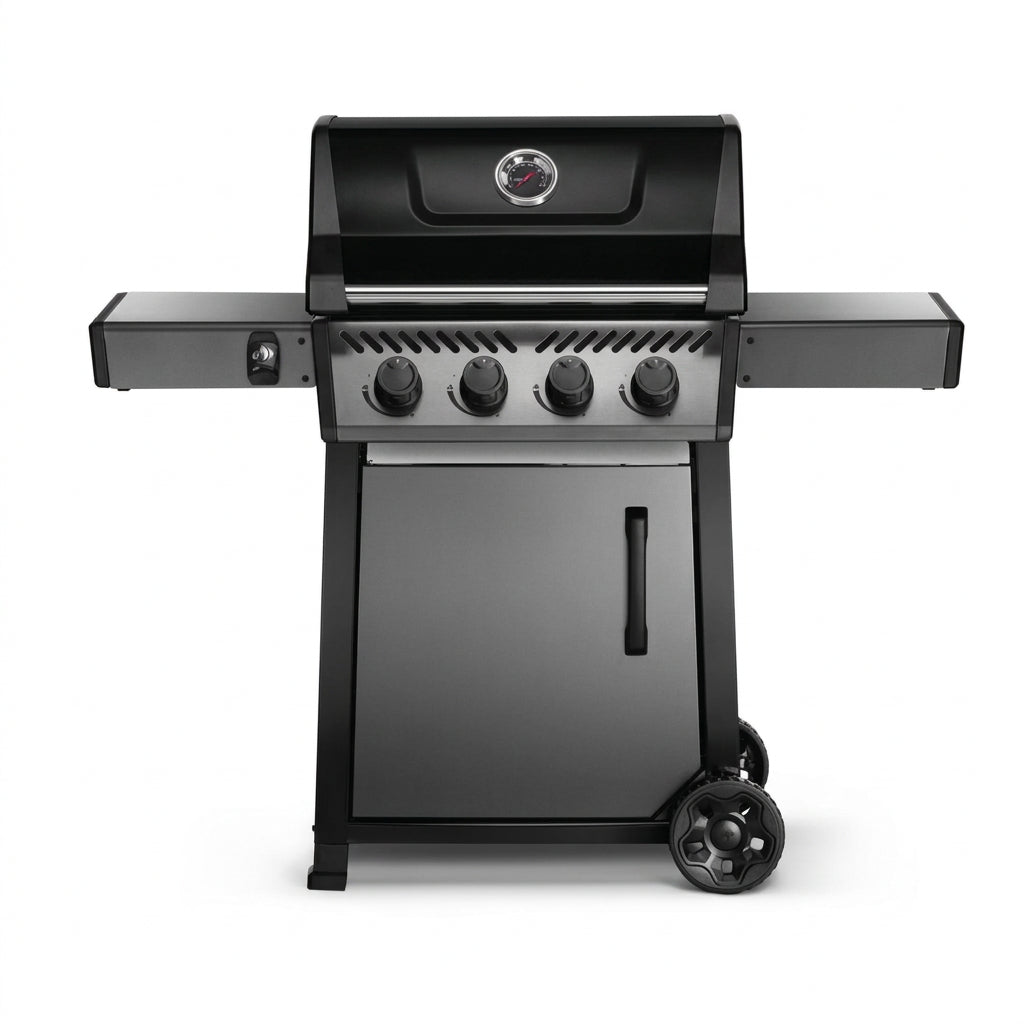 Freestyle 425 4-Burner Propane Gas Grill with Range Side Burner in Graphite Grey with Cast Iron Cooking Grids