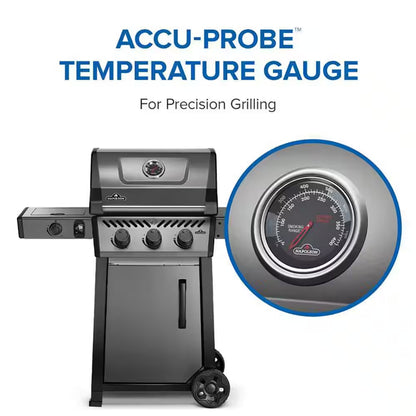 Freestyle 425 4-Burner Propane Gas Grill with Range Side Burner in Graphite Grey with Cast Iron Cooking Grids