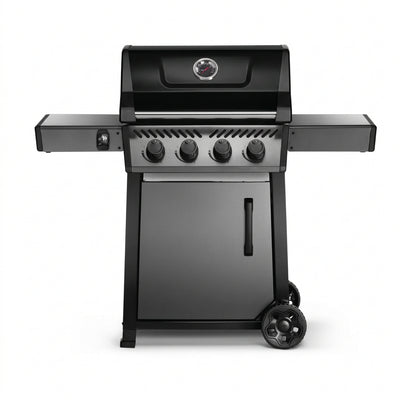 Freestyle 425 4-Burner Propane Gas Grill with Range Side Burner in Graphite Grey with Cast Iron Cooking Grids
