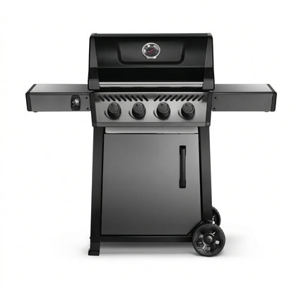 Freestyle 425 4-Burner Propane Gas Grill with Range Side Burner in Graphite Grey with Cast Iron Cooking Grids