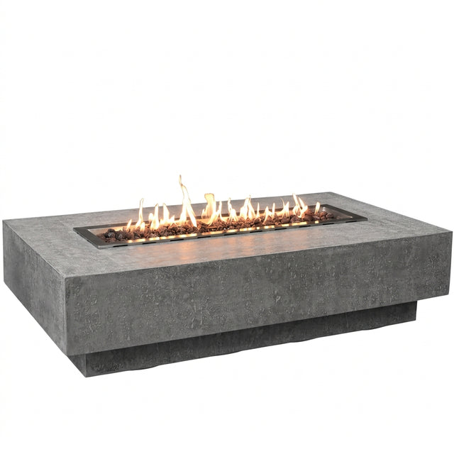 Hampton Propane Fire Pit Table Cast Concrete 56 X 32-In